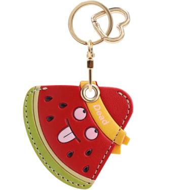 Imagem de Capa MC Fashion de couro PU compatível com AirTag, design criativo de frutas, rastreador GPS, chaveiro (melancia)