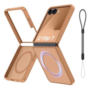 Imagem de Vividarm Capa magnética para Galaxy Z Flip 7, compatível com MagSafe, [sem protetor de tela] [proteção de nível militar] Capa de telefone fina translúcida fosca à prova de choque para Samsung Flip 7