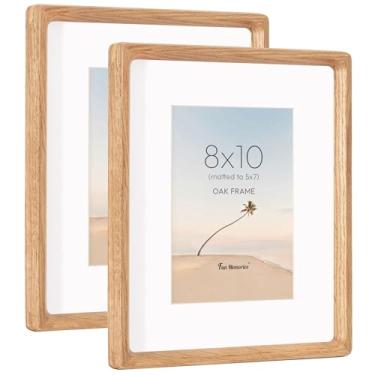 Imagem de Conjunto de 20 x 25 porta-retratos de madeira de carvalho com vidro temperado HD, moldura de madeira arredondada feita à mão, 20 x 25 cm, molduras de madeira foscas para fotos 12 x 17, molduras 20 x