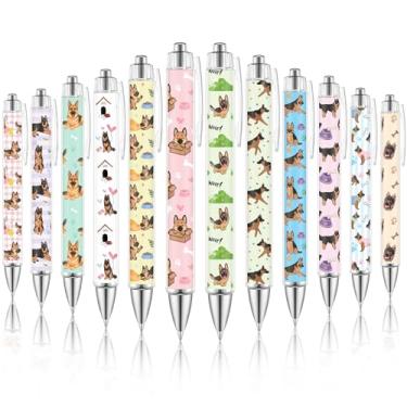 Imagem de Dispowreath 12 canetas esferográficas de Natal, pastor alemão, presente para amantes de cães, fofo, 1,0 mm, para estudantes, sala de aula, material de escritório