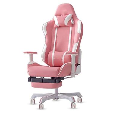 Imagem de Cadeira de escritório para jogos, cadeira de computador, cadeira de jogos com apoio para os pés, cadeira de couro PU para computador de escritório com apoio lombar para cabeça, cadeira reclinável de