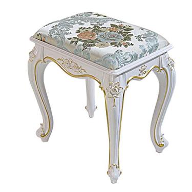 Imagem de Cadeira de jantar esculpida, banco de penteadeira, banco de mesa de jantar de lazer, banco de mudança de sapato de corredor de sala de estar, 43 x 37 x 26,5 cm