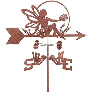 Imagem de Palheta meteorológica de metal Indicador de direção do vento com suporte Caneta meteorológica de aço inoxidável para jardim e garagem