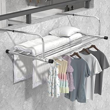 Imagem de Rack de secagem para varanda interna, aço inoxidável, multifuncional, dobrável, varanda, sapateira, radiador, secador, extensível, para roupas leves