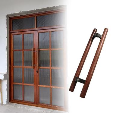 Imagem de STXYANGV Puxador de madeira para porta da frente, barra de aderência de maçaneta de portão, puxadores de porta redondos para interior externo, ferragens de porta de uso doméstico e comercial (Cor
