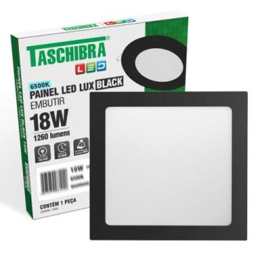 Imagem de Painel De Led Quadrado Embutir 18W Preto Bivolt 3000K - Taschibra