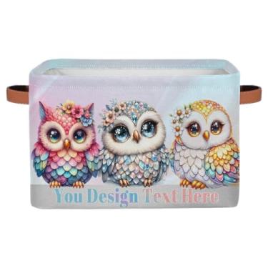 Imagem de hongjinglin Cesto de armazenamento pequeno de coruja fofa com alças para crianças, meninos e meninas, caixas de armazenamento de brinquedos, organizador dobrável para berçário, decoração de casa