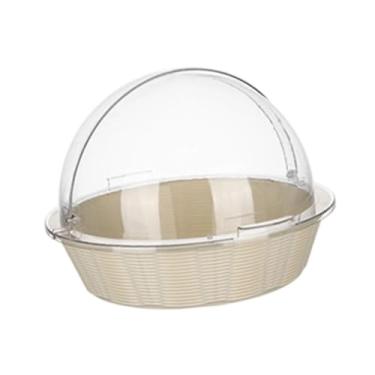 Imagem de YWJLQH Cesta de pão de vime sintético, cesta de frutas com tampa para exposição de alimentos e vegetais, Branco