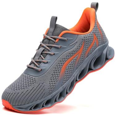 Imagem de wanhee Tênis De Corrida Masculino Cinza Laranja Tamanho 11,5, Atlético, Corrida, Tênis, Caminhada, Respirável, Moderno, Academia, Trilha, Treino