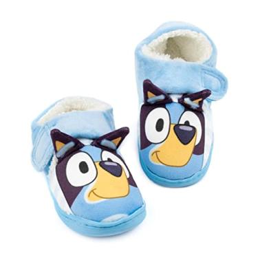 Imagem de Bluey Pantufas infantis com alça de orelhas 3D para uso doméstico, Azul, 10.5 Narrow Little Kid