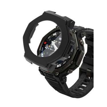Imagem de [Pacote com 2] Capa para relógio inteligente Amazfit T-Rex 3 Pro 48 mm para ambientes externos, FJIASTB resistente, protetor de tela integrado, à prova de choque e arranhões (preto)