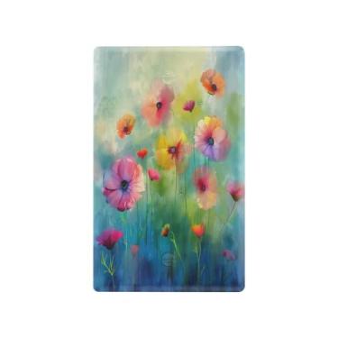 Imagem de Blueangle Placa de parede decoradora de capa em branco, tamanho padrão, 1 gangue, flores coloridas, capa para interruptor de pintura para quarto de escritório em casa, 4,53 x 2,76 polegadas (803)