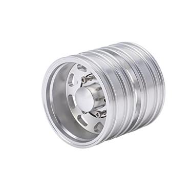 Imagem de Siwoted 2 peças cubos de roda liga de alumínio hex prata rc acessórios de substituição para recipiente de reboque de trator tamiya 1/14