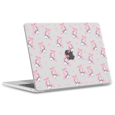 Imagem de OFQKOAKS Capa de Natal compatível com MacBook Air de 13 polegadas 2022 2021 2020 2019 2018 versão M1 A2337 A2179 A1932, capa protetora para laptop com arco de boneco de neve rosa fofo festivo