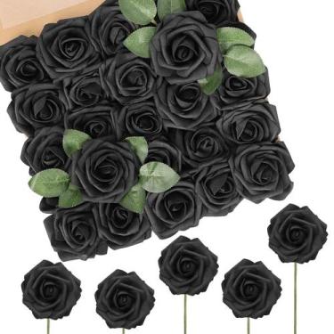 Imagem de Flores Artificiales N&T NIETING Rosa Negra 50 piezas Tacto Real
