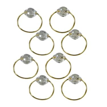 Imagem de Kit de 8 Anéis para Guardanapos com Pedra Cristalina Argola Dourada ou Prata 4 x 3 cm (8 Pçs Cristal/Dourado)