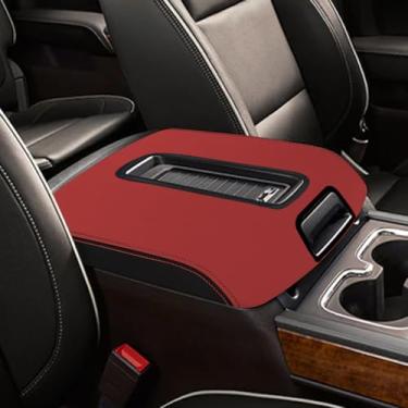 Imagem de YOFAMO Para Chevy Silverado/GMC Sierra 1500 2500 3500 2014-2018 Capa de apoio de braço de carro à prova d'água Capas de almofada de console central resistente a arranhões Capa protetora de couro