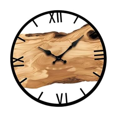 Imagem de Ｂｅｓｇａ Relógio de Parede Silencioso, Relógio de Parede Suspenso, Fácil, 30 Cm, Decoração de Casa de Fazenda, Decorativo para Casa de Fazenda, Quarto I, algarismos romanos marrons, Tamanho real