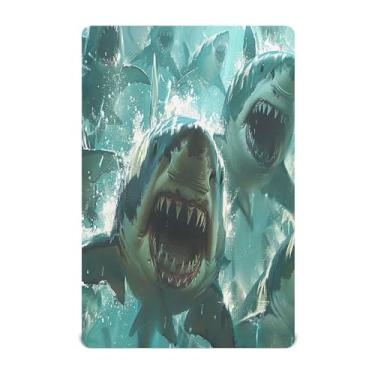 Imagem de xigua Lençol de berço Sharks para meninas e meninos, macio e respirável, adequado para berço padrão e cama infantil 71 x 132 cm