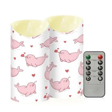 Imagem de Wassud Pacote com 2 velas fofas sem chama com controle remoto, velas realistas cintilantes com temporizador, velas decorativas para Natal, casamento, festa, decoração de casa média