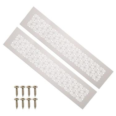 Imagem de PATIKIL Capa de ventilação de porta de 40,6 x 7,6 cm, 2 peças de capa de ventilação de grade de alumínio resistente com parafusos de montagem para porta de guarda-roupa de armário, cinza caxemira