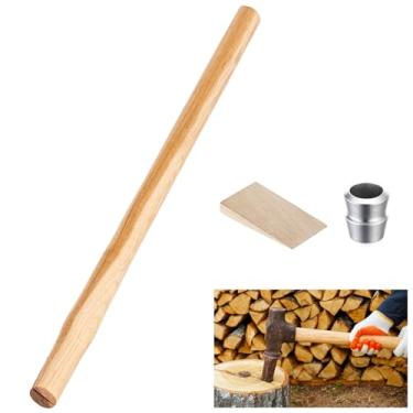Imagem de Yalikop 1 kit de alças de marreta de nogueira de substituição de 96 polegadas com cunhas de madeira e aço, olho oval resistente de 3 x 4 cm para martelo de 9 a 11 kg para construção de carpintaria