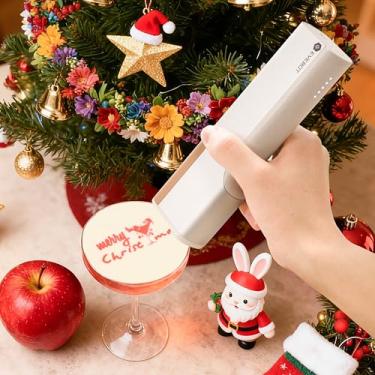 Imagem de EVEBOT Caneta portátil para impressão de alimentos, minicaneta para barista de arte em café, latte, macaron cookie, design faça você mesmo, Bluetooth 4.2 - 1 unidade vermelha