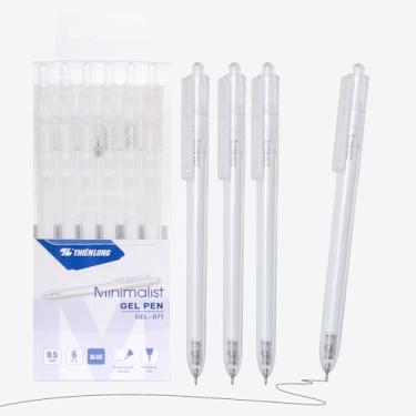 Imagem de Thien Long 6 canetas de gel retráteis minimalistas, tinta preta de 0,5 mm, tinta de secagem super rápida, barris brancos, perfeitas para crianças, estudantes, professores, faculdade, trabalhadores