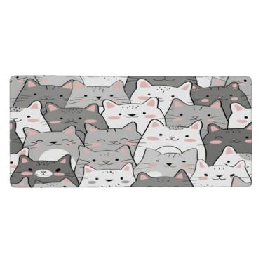 Imagem de Tapete de rato grande cinzento branco e cinzento à prova de água, tapete protetor de mesa estendido para computador, base de borracha antiderrapante para escritório, computador, teclado, laptop e mesa