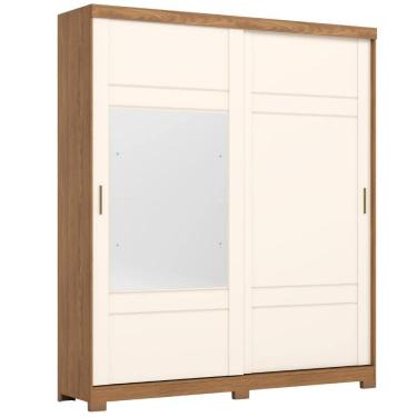 Imagem de Guarda Roupa Solteiro 2 Portas Com Espelho 200 cm Verg Nature Off White HENN