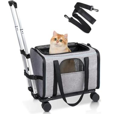 Imagem de Bolsa para Pets Portátil com Rodas Removível Cães Pequenos e Gatos Viagens Alça Telescópica de Ombro Construção Premium em Oxford Liga Giratórias 360 Graus Zíperes Trava Automática Malla Ventilação Vá