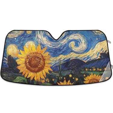 Imagem de Toldo de sol engraçado animal fofo para para-brisa de carro engraçado personalizado retrátil caminhão carro janela persianas para-brisa frontal L, 144,8 cm x 80 cm