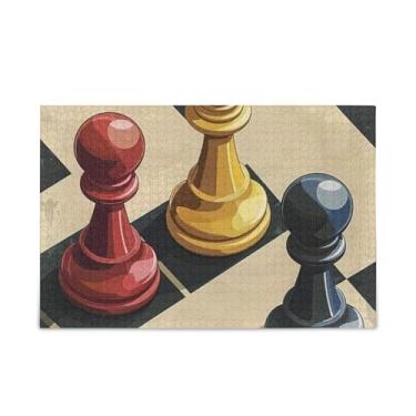 Imagem de Quebra-cabeça de 500 peças com peões de xadrez, papel e madeira compostos para adultos com bolsa de armazenamento