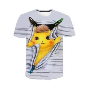 Imagem de Camiseta Infantil Pikachu Pokémon Desenho Animado Manga Curta Unissex 