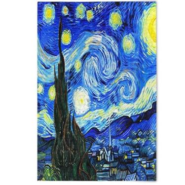 Imagem de Pintura a óleo de noite estrelada inspirada 500 peças quebra-cabeças para adultos animais fofos arte flor paisagem cena quebra-cabeças presentes de festa elefante branco, 500 peças, 52 x 37,8 cm
