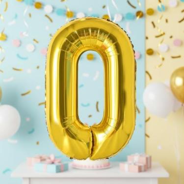 Imagem de 1 peça de balões digitais dourados de 81 cm, decoração de festa de aniversário, globos, artigos de festa de aniversário, adereço para foto, configuração de decoração de cena de aniversário de