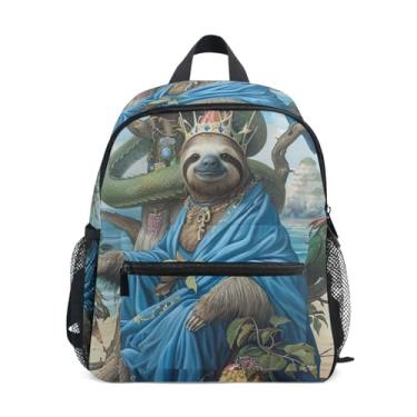 Imagem de GAIGEO Sloth Funny Animal Small School Backpack with Whistle, 2 Bottle Pockets, Lightweight, Girls Travel Backpack 10x4x12 In, for Ages 3-8