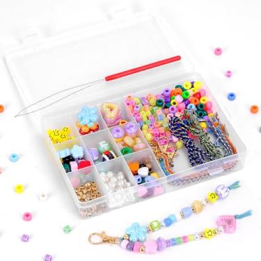 Imagem de Hysagtek Kit de fabricação de chaveiros com contas – 421 peças DIY kit de berloques de acrílico luminoso letra alfabeto estrela flor coração contas chaveiro kit de fabricação de joias artesanato para