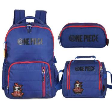 Imagem de Kit Mochila Escolar Lancheira Estojo Bolsa Menino One Piece - Luxcel, 