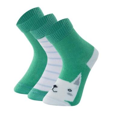 Imagem de Kit 3 Pares Meia Bebê Mash Infantil Algodão Estampada Punho, Verde cla
