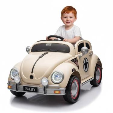 Imagem de Carro eletrico fusca branco 12v bege/branco - shiny toys