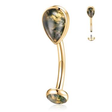 Imagem de FUNLMO G23 Titânio Rook Helix Daith Cartilagem Sobrancelha Labret Lip Piercing Joia Interna Rosca Vertical Labret Lip Jewelry 16G Barra Curva Pequeno Anel de umbigo, Titânio, outro