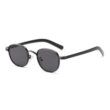 Imagem de Óculos de Sol UV400 - Armação Pequena Punk Metal Redonda para Homens e Mulheres, Esportes ao Ar Livre, Corrida e Ciclismo, C2 Gun Black