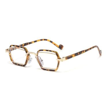 Imagem de Óculos de Sol UV400 - Armação Pequena Estilo Punk com Lentes Transparentes para Homens e Mulheres, Ideal para Esportes ao Ar Livre, Corrida e Ciclismo, Modelo C8 Leopardo Transparente