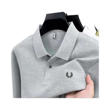 Imagem de Camisa Polo Masculina De Algodão De Alta Qualidade Com Manga Longa Mod