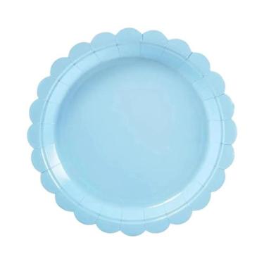 Imagem de Conjunto De Pratos E Guardanapos De Papel Descartáveis Azul Claro Para