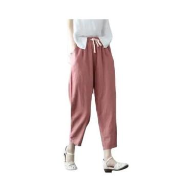 Imagem de Calças Harem Vintage De Cintura Alta Com Cordão Para Mulheres, Estilo 