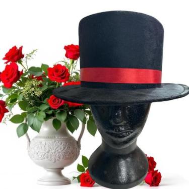 Imagem de Cartola de Veludo Luxo Preta  Elegância para Rituais e Decorações - Es