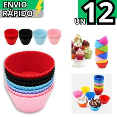 Imagem de Kit 12 Peças Forma de Cupcake Silicone Muffin Forminha Tortinhas Mini 