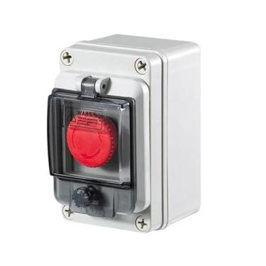 Imagem de IENYU Caixa de controle de parada de emergência ao ar livre interruptor de botão fita cassete proteção proteção à prova d'água botão de parada urgente caixa de controle Ip67(1,1NO 1NC)